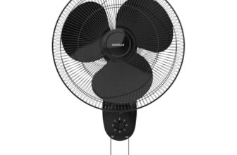 Havells Gatik Pro 400mm Wall Mount Fan|RPM: 1350|Double string for Speed & Oscillation control | Thermal Overloaded Protected Motor | 100% Copper Wire Winding Motor | 2 Year Warranty,230 Volts(Black)