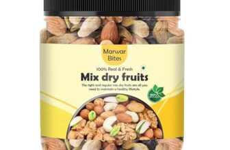 MarwarBites Premium Mixed Dry Fruits 1kg | Mix Nuts and Dry Fruit Combo | Almonds, Cashews, Walnuts, Raisins & More | Resealable Jar Pack | Fresh and Crunchy Snack for Gift