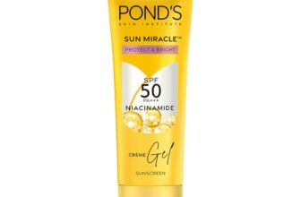 POND’S Sun Miracle SPF 50 PA+++ Crème Gel Sunscreen-Protect & Bright, With 3% Niacinamide, Fade Dark Spots in 4 Weeks, Lightweight, No White Cast 100g
