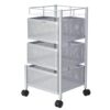 Amazon Brand – Solimo 360° Revolving Preassembled Heavy-Duty 3 Layer Square Portable Trolley with Wheels | Multipurpose Storage Racks | Books, Fruits and Vegetables (Matte,Silver)