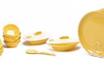 Signoraware Plastic Round Dinner Set (Lemon Yellow) – 23 Pieces