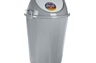 ARISTO Swing Lid Dustbin with Metal Side Handle 60 LTR Grey