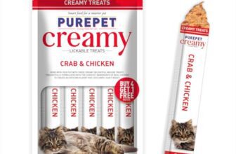 PurepetCreamy Cat lickable Treats, Crab & Chicken, Pack of 5 X 75 g, Total 375 g, All Life Stages