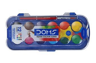 DOMS Non-Toxic 23mm Water Colour Cake Set with Paint Brush (12 Assorted Shades x 4 Set) (DM7427P4)
