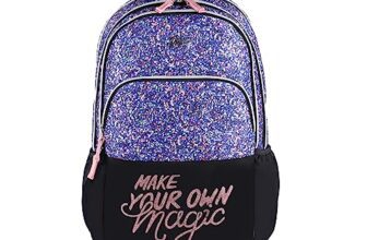Gear Glitter 35L Large Water Resistant School Bag/Casual 4 Compartment Backpack/Daypack/Travel Standard 4 Compartment Backpack/Kids Bag/College Bag For Girls/Women (Black)