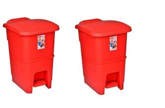 ARISTO splash plastic pedal dustbin 25 Ltr RED/RED (COMBO)