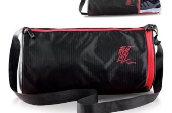 Lifelong Cotton 30 L Duffle Gym Bag for Men & Women | Adjustable Shoulder Bag | Water Resistant | Sports & Travel Bag with Shoe Compartment & Side Pocket (Black & Red),48.3cm