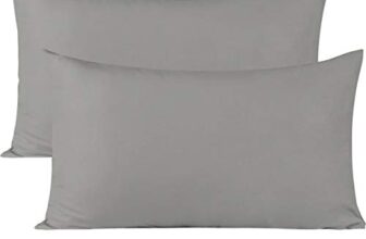 Soft Pillow Covers 21 x 32 Inches – Egyptian Cotton 600 Thread Count Set of 2 Pillow Cover Set Envelope Closure Hotel Quality Pillowcase – Gray