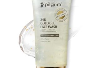 Pilgrim 24k Gold Gel Facewash with Korean White Lotus & Lactic Acid 80ml | Face wash for glowing skin | Reduce dark spot and improves skin texture | Removes dullness | For All Skin Types I For Women and Men