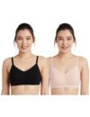 Amazon Brand – Symbol Women’s Cotton Stretch Non Padded Wire Free Full Coverage Lift Up Bra (Pack of 2) (BRA-14 Cont_Black-Blush_34B)