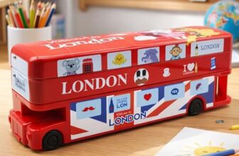 Toyshine Double Decker London Bus Metal Pencil Box With Moving Tyres And Sharpner For Kids – Red