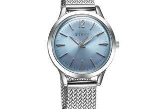 Titan Timeless Urban Quartz Analog Blue Dial Metal Strap Watch for Women