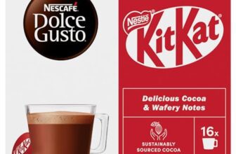KitKat Dolce Gusto KitKat Hot Chocolate Pods 256g Box By COUGAR – Compatible with Dolce Gusto Machines | 16 Capsules | Creamy Cocoa Drink with Signature KitKat Flavour | Rich, Smooth & Velvety Texture | Perfect for Home, Office & Chocolate Lovers – (Imported-UK)