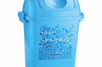 Nayasa Rectangular Swing Bin Funk No 13 with Swing Lid, Capacity- 13.5 Liters, Without Inner Bucket, Multi Purpose Dustbin with Lid, Easy To Lift, Light Weighted, Ideal For Home/ Kitchen/ Office, L 33, B 21, H 40, Blue