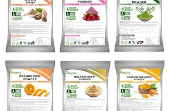 Henureeka Organic Face Pack Powder Combo Of Sandalwood (chandan), Rose Petal,Multani Mitti, Orange Peel, Neem Leaf And Kasturi Turmeric Powder for Face and Skin Care (50gm Each Packet)300gm