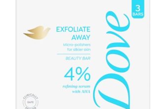 Dove Exfoliate Away Serum Beauty Bar | 4% Refining Serum + AHA | Micro-polishes for silkier skin | Paraben & SLS free | 375g (125g x 3)
