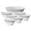Larah by Borosil Classic Fluted Series Opalware 7 Pcs Pudding Set | Microwave & Dishwasher Safe | Bone-Ash Free | Crockery Set For Dining & Gifting | Bowls Set | White