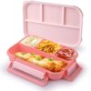 ATTRO Gourmet 4 Compartment Lunch Box Portable Meal Organizer for Office, School BPA-Free, Food Grade, Freezersafe, Microwave & Oven Safe 1000ml Peach, Plastic