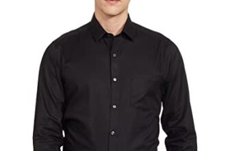 Arrow Men’s Solid Full Sleeve Slim Fit Cutaway Collar Cotton Formal Shirt (ARCBOSH0042_Black_39)