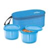 MILTON Graze Big Lunch Box, 2 Round Inner Steel Microwave Safe Containers 450 ml Each with Insulated Bag, Odour Proof, Tiffin for Office Men, Women, Leak-Proof Containers, Easy to Carry, Blue
