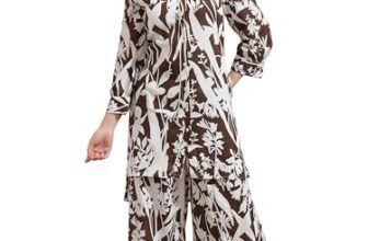 Vishudh Women Regular Fit SHIRT COLLAR CO-ORD SET VPCS000073 Brown S