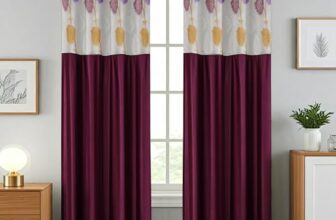 Homefab India RusselNet Eyelet Polyester Curtains; Semi-Transparent, 9 x 4 feet Long Door Curtain, Wine, Pack of 2 Pieces