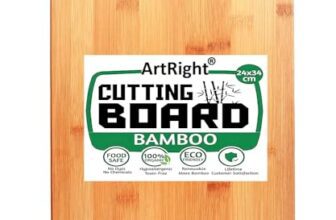 ArtRight Large Natural Bamboo Wood Chopping Cutting Board for Kitchen Vegetables, Fruits & Cheese, BPA Free, Eco-Friendly, Anti-Microbial (34 x 24cm)
