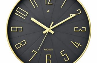 Nautica l 12 Inch l Wall Clock with Silent Sweep Technology l Watch l Large Size l 1pc l ABS 3D Matt Rim l Solid Matt l Grey/Gold