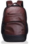 F Gear Luxur 25L Medium Laptop backpack Fits upto 17″ Laptop Faux Leather Water resistant lightweight, Gifts for Men Women Boys Girls Adults, College/School/Office/Travel Bag (Brown)