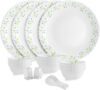 cello Pack of 22 Opalware Tropical Lagoon |Crockery Set | Dinner Set(Green, White, Microwave Safe)