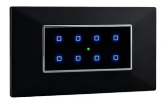 Smarteefi Touch 8 Port Modular WiFi Smart Switch Board, 8 Smart Switches, Compatible with Alexa & Google Home, Black (Size: 4M (146mmx94mmx40mm))