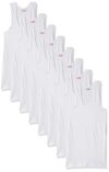 Rupa Jon Men Cotton Regular Fit Sleeveless Vest, Material, Round Neck, Pack of 9 White, Large