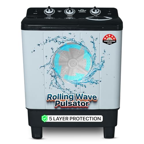Acer 8.0 Kg 5 Star Semi-Automatic Top Loading Washing Machine(AR80SAMBGL124D, Black-Grey, 4 Wash Programs, Hexa Flow Pulsator, Advanced Lint Filter)