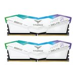 TeamGroup T-Force Delta RGB 2x16GB 6400MHz (6400MT/s) CL40 White 32GB DDR5 RAM Kit, Desktop Gaming Memory, Metal Heatsink, ARGB Sync, ECC, XMP 3.0/EXPO, For Intel/AMD CPU, High Performance Low Latency