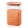 Borosil 1.3L Storage Jar Set with Bamboo Lid | Made in India Borosilicate Glass Dishwasher Safe Container for Kitchen | Multipurpose Kitchen Organizer for Cookie & Dals