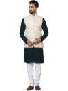SOJANYA (Since 1958 Men’s Pure Cotton Brown Kurta and White Pyjama With Cream Nehru Jacket