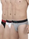 One8 Men’s Solid Brief (Pack of 3) (102A1 – White/Grey Mel/ Black_White/Grey Mel/Black-S)