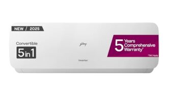 Godrej 1.5 Ton 3 Star, New star rated,5 Years Comprehensive Warranty,AI Powered, 5 in1 Convertible Cooling, Inverter Split AC (Copper, Heavy Duty Cooling at 52°C, AC 1.5T SIC 18NTC3 WZE 3S,White)