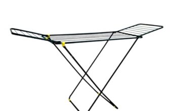 BonKaso Foldable Cloth Drying Stand for Drying Clothes, 3-Way Folding with 20 Drying Rails, Lightweight Alloy Steel, Flat Folding Design | Indoor & Outdoor Clothes Dryer Yellow
