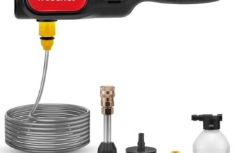 Woscher AquaVolt Cordless Portable Wireless Pressure Washer for Car Wash Bike Washing and Multipurpose Cleaning | 156W | 7500mAh| Triple Battery | |10L/Min | 12+6 Months Warranty