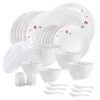 CELLO Lush Fiesta Dazzle Series Opalware Dinner Set of 37 Pieces for Family of 6 | Bone-Ash Free & Leadfree Opal Glass, Microwave & Dishwasher Safe, Plates & Bowls Crockery Set for Dining & Gifting
