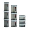 CELLO Clarion Square Storage Containers with Lid, Set of 9 Pcs (500ml, 1000ml, 2200ml) X 3, Grey | BPA Free PET Body, Air Tight & Stackable | Multipurpose Transparent Storage Containers For Kitchen