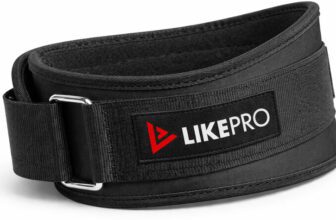 LIKEPRO 4 Inch Soft Neoprene EVA Belt with Steel Buckle & Nylon Velcro Closure Weight Lifting Belt(Black)