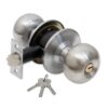 Plantex Stainless Steel Door Lock – Cylindrical Lock with 3 Keys/Tubular Door Knob/Lock for Main Door/Bedroom (Matt)