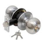 Plantex Stainless Steel Door Lock – Cylindrical Lock with 3 Keys/Tubular Door Knob/Lock for Main Door/Bedroom (Matt)