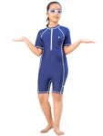 Aarika Girls Sports Wear Navy Blue Colour Solid Nylon Swim Suit (4-15 Years)-(SW-SHM-AB-603)