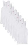 Rupa Jon Men 100% Cotton Regular Fit Sleeveless Vest | Fabric | Round Neck | Pack of 9 White, Small