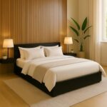 MATTERHORN Engineered Wood Bed Queen Size (L1985 x W1560 H300 mm) | Platform Without Storage| Wooden cot for Bedroom Durable & Stylish Design| Free Assembly (Ebony Black)
