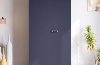 Interio by Godrej Almirah Auraline Women Basic 2-Door Steel Almirah, Cupboard for Clothes (Textured Navy Blue), 1-Year Warranty, 7 Shelves, 1 Drawer