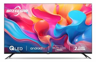 BAZEEGAR 80 cm (32 inches) Glow Series HD Ready Smart QLED Android TV BAZ32S (Black)